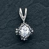 Sterling Silver Antiqued CZ (Cubic Zirconia) Pendant with 20 inch Sterling Silver Chain