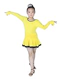 Colorfulworldstore Latin salsa cha cha tango Ballroom Dance Dress-Overall Regulation styles-Yellow
