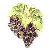 PurpleAustrianRhinestoneGrapeGold-ToneBroochPin