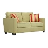 Handy Living MAD1-S11-AAA62 Madison Kiwi Green Microfiber Sofa with Mardi Gras Gold Striped Pillows