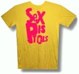Sex Pistols yellow T-shirt slim fit pink logo tee