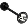 BIOPLAST Black KING PIMP LOGO Barbell Tongue Ring