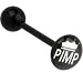 BIOPLAST Black KING PIMP LOGO Barbell Tongue Ring