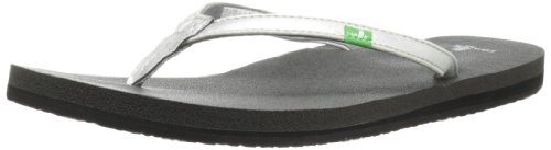 Sanuk Women’s Yoga Joy Metallic Flip Flop,Silver,10 M US