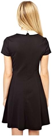 2014 New Short Sleeve Solid Color Peter Pan Collar Knee-length Vintage Dress(Size M)
