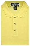 Mens Short Sleeve Pique Polo Shirt ( Large Yellow )
