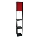 3-Shelf Black Floor Lamp with Rumba Red Shade