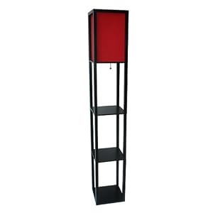 3-Shelf Black Floor Lamp with Rumba Red Shade by 