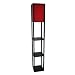 3-Shelf Black Floor Lamp with Rumba Red Shade