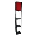 3-Shelf Black Floor Lamp with Rumba Red Shade