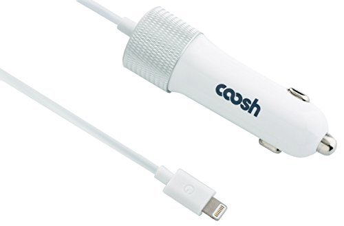Coosh Mfi-Certified Rapid Heavy-Duty Car Charger with Lightning Head for iPhone 6, iPhone 5, iPhone 5c, iPad , iPad Mini, iPad Nano and More!