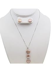 Peach Triple Button Pearl Necklace & Earring Set 12mm