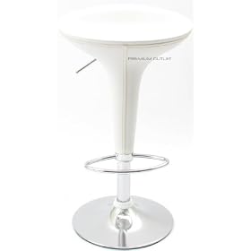 Click here to buy Bombo Modern Bar Stool - White Leather (Set of 2) by designer seating.