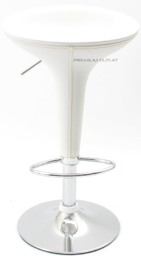 Bombo Modern Bar Stool - White Leather (Set of 2)