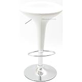 Bombo Modern Bar Stool - White Leather (Set of 2)