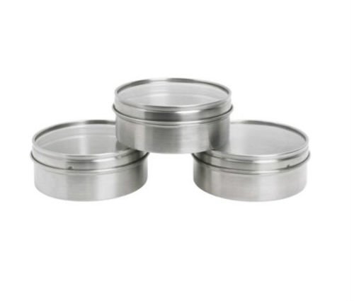 IKEA 3 stainless steel magnetic containers w lid spice jars storage tin GRUNDTAL