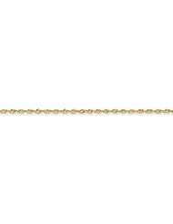 14k Yellow Gold 14.00 Inches 2.00mm Wide D/C Extra-Light Rope Chain Anklet. Weight: 3.54 Grams - 30 Day Money Back Guarantee