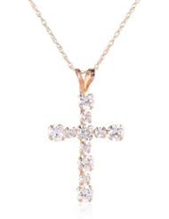 10k Gold Swarovski Elements RD Cross Pendant Necklace