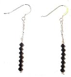 Sterling Silver Unique & Beautiful Celebrity Style Black Swarovski Crystal Dangle Earrings