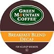 Green Mountain Coffee Breakfast Blend Decaf, K-cups for Keurig Brewers, 18-count