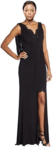 ML Monique Lhuillier Lace Accented Draped Empire Evening Gown Dress