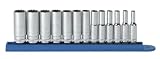 GearWrench 80308 13-Piece 1/4-Inch Dr. 12-Point Deep Metric Socket Set