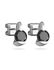 1/2 (0.46-0.55) Cts of AA Round Black Diamond Stud Earrings in 14K White Gold-Special Security Backs