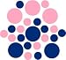 Set of 30 - Blue / Pink Circles Polka Dots Vinyl Wall Graphic Decals Stickers