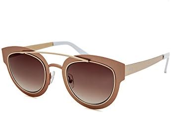 AQS Womens Jolene Arched Brow Bar Sunglasses (Rosegold, Brown)