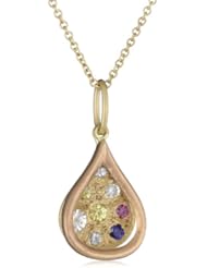 Zaiken Jewelry "Drops of Love Collection" Two Tone Gold Pendant with Multicolored Sapphires