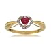 Ruby & Diamond Heart Ring w Yellow Gold Band