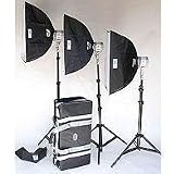 JTL TL-750 Everlight Tungsten Light Kit, with Three Everlights, 750w HQ Bulbs, Power Cables, SoftBoxes, Connectors, Stands, Case & Bonus 4-leaf Barn Doors