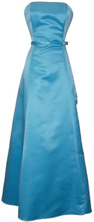 50 Strapless Satin Long Gown Bridesmaid Prom Dress Holiday Formal Junior Plus Size