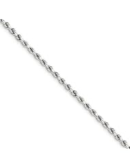 14K White Gold 4.0mm Diamond Cut Rope Chain Necklace 0"