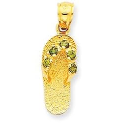 14k Gold May/CZ Birthstone Flip Flop Pendant