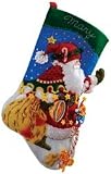 Santa Says Hello Stocking Felt Applique-18''