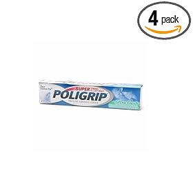 Super PoliGrip Denture Adhesive Cream, Ultra Fresh Minty Flavor, 2.4-Ounce Tubes (Pack of 4)