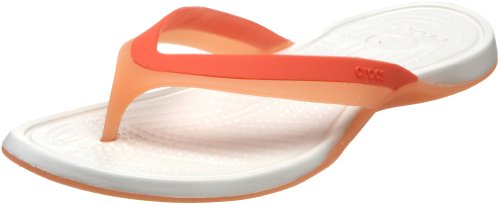 crocs Women's Adrina Flip Flop,Grapefruit/Oyster,10 M US