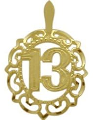 10K Yellow Gold Fancy #13 Circle Age Pendant