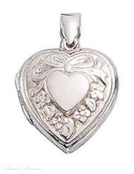 Sterling Silver Embossed Heart Locket Pendant