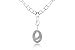 14K White Gold Matte-Finish Hammered-Finish Hand-Crafted Open Link Y-Shaped Necklace, Designed with an Open Link Oval Drop, Enhanced with Pave Set Diamonds.