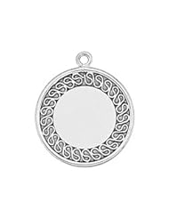 Engravable Filigree Round Disc Charm