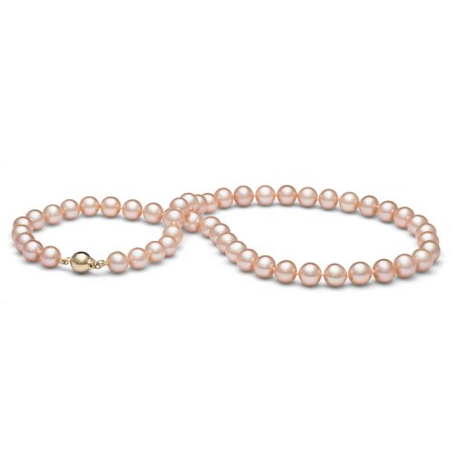 AA+ Quality, 8.0-9.0 mm Pink/Peach Freshwater Pearl Necklace