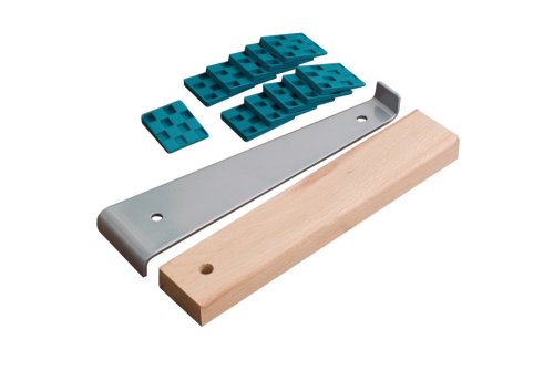 Produkt-Bild: Wolfcraft 6931000 1 Verlegeset f&uuml;r Laminat Inhalt: 20 Abstandskeile 6930000, 1 Zugeisen 6927000, 1 Schlagholz 6929000