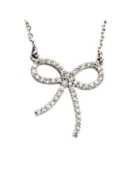 Clevereves 14K White Gold 1 4 Ct Tw I1,Gh 16 1 2" Diamond Bow Necklace