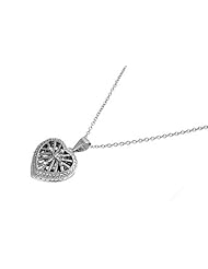 Rhodium Plated Sterling Silver Heart Locket Necklace