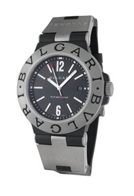 Bvlgari Diagono Titanium and Black Rubber Mens Watch TI44BTAVTDSLN