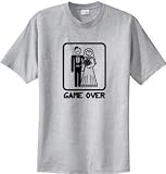 GAME OVER Funny Bride Groom Heather Grey Novelty T-shirt