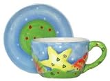 Ceramic Pottery Marine Life Starfish Cup and Saucer Set / 2