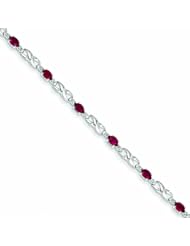 2.3 Carat 14K White Gold w/ Diamond and Ruby Gemstone Bracelet